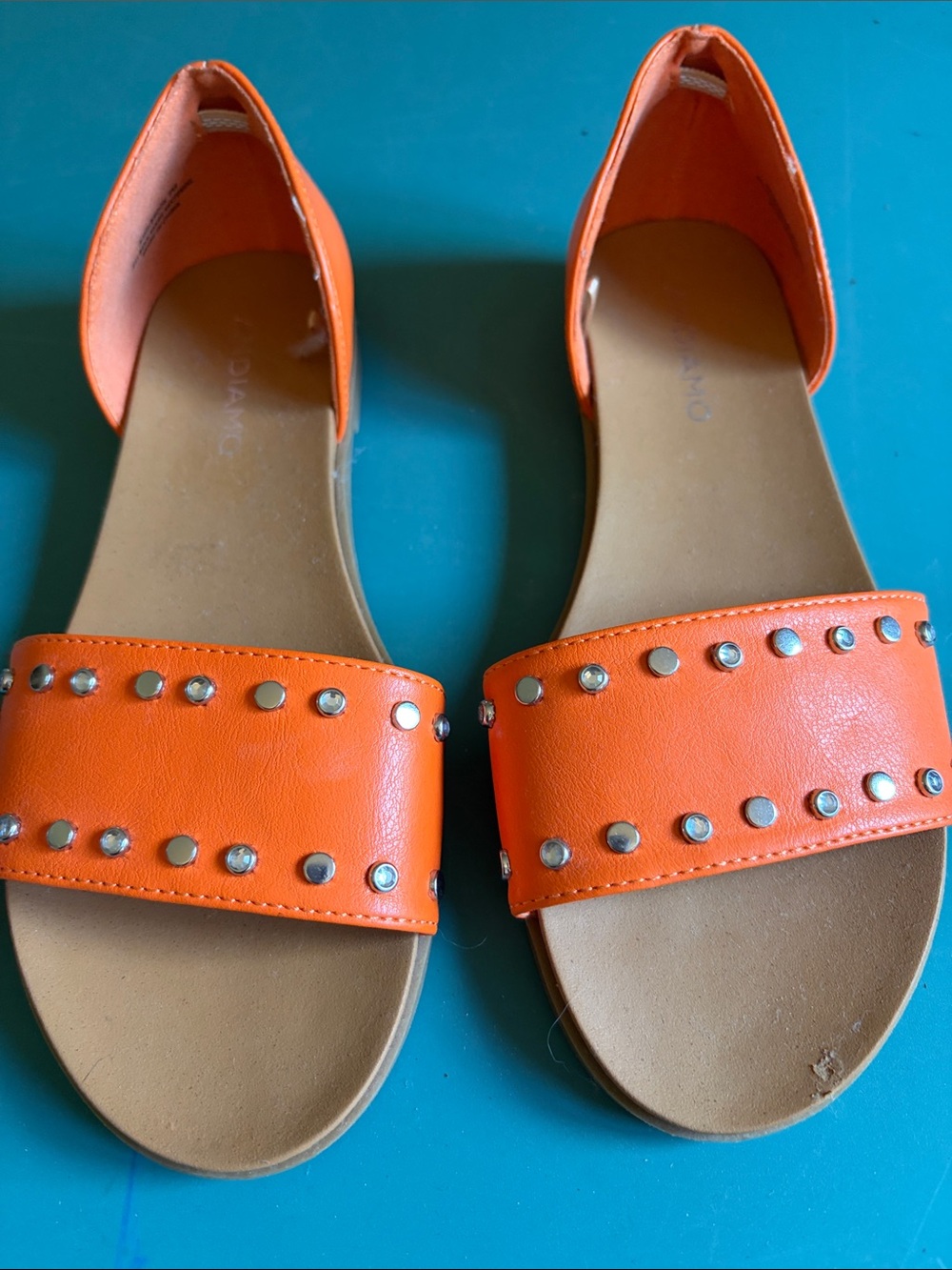 Andiamo Orange Studded Open-Toe Slide Sandals. Size 7. NWOT